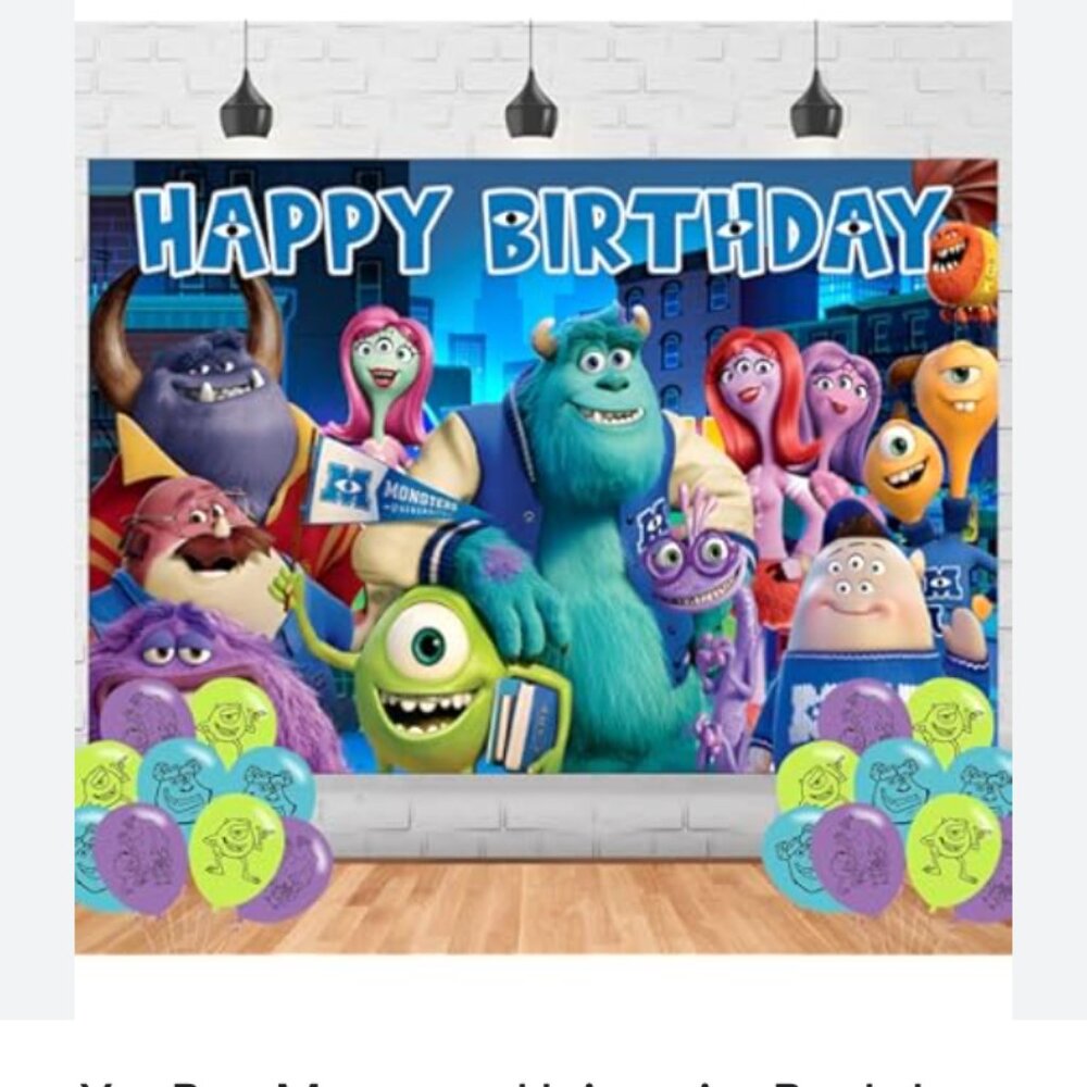 Happy Birthday Monsters-Themed Party Banner / Backdrop